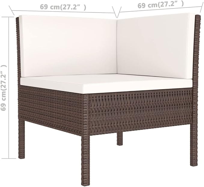 Patio Lounge Set with Cushions,Patio Furniture Sets,Patio Conversation Sets,Outdoor Furniture Sets,for Garden,Backyard,Outdoor,5 Piece Poly Rattan Brown