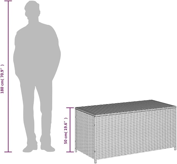Outdoor Storage Box Poly Rattan Garden Deck Chest with Zipped Liner and Gas Lift Mechanism for Patio Furniture Cushions and Pillows Large Wicker Trunk in Various (100 x 50 x 50 cm)