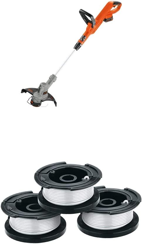 BLACK+DECKER 20V MAX String Trimmer with Trimmer Line, 30-Foot, 0.065-Inch (LST300 & AF-100-3ZP)