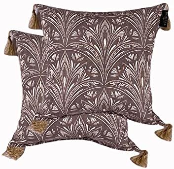 Comfort Classics, Inc. Outdoor/Indoor Throw Pillow Brown Henna Pattern in Polyester (Set of 2) 15 x 15 in.