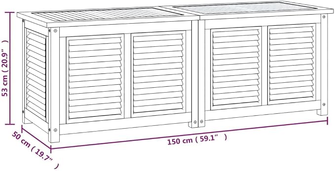 Wooden Patio Storage Box with Bag, Outdoor Box for Patio Furniture Cushion Storage, Wood Deck Box Storage Container with PE Bag Tool Organizer, 59.1"x19.7"x20.9"