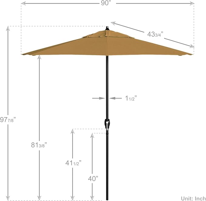 California Umbrella 7.5' Rd Aluminum Patio Umbrella, Crank Lift, Auto Tilt, Black Finish