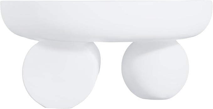 Christopher Knight Home Rico 27.5" Outdoor Coffee Table with Spherical and Cylinder Leg, MGO Round End Table with Ball Legs, No Assembly Patio Table for Poolside/Balcony/Backyard, White