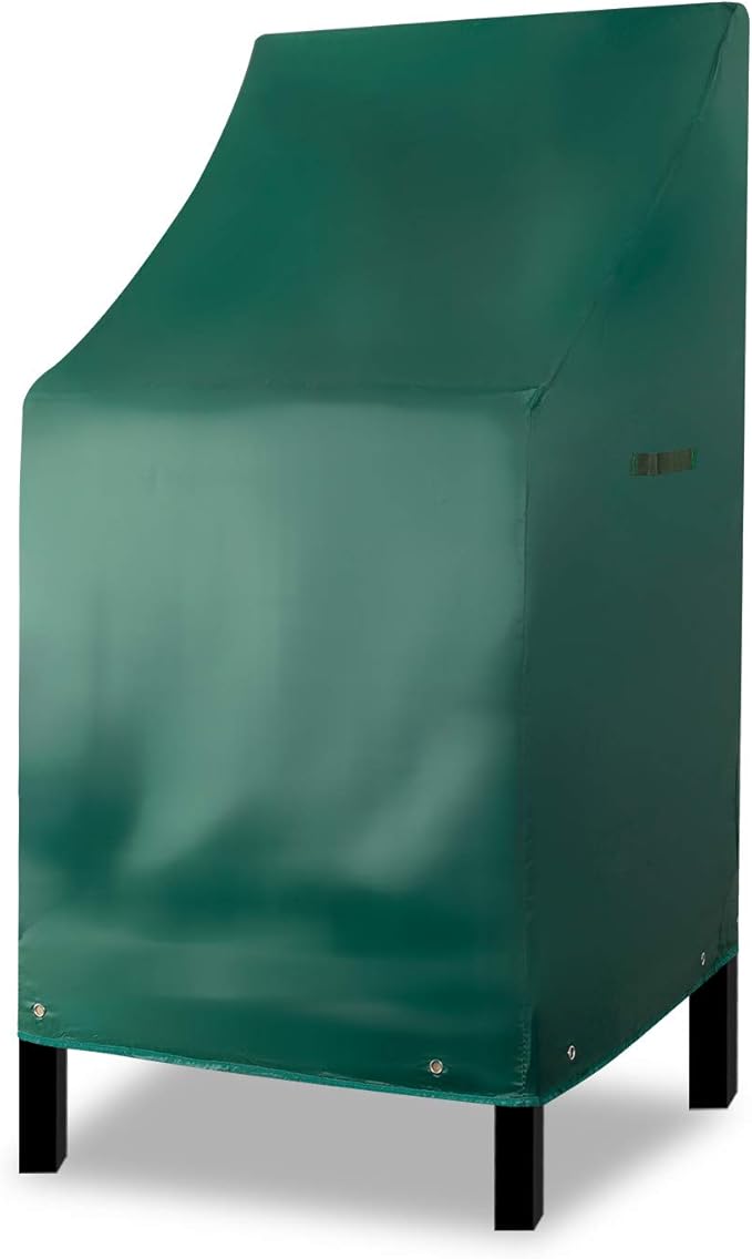 RosieLily High Back Patio Chair Covers Waterproof Heavy Duty Stackable Outdoor Bar Stool Cover Brown Patio Furniture Covers Outside Lounge Deep Seat Lawn Chair Cover, High Back, 1 Pack-Green