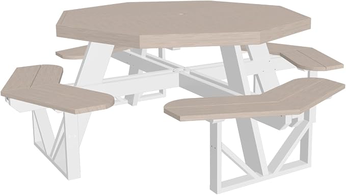 Furniture Barn USA Poly Lumber Octagon Picnic Table, Birch & White