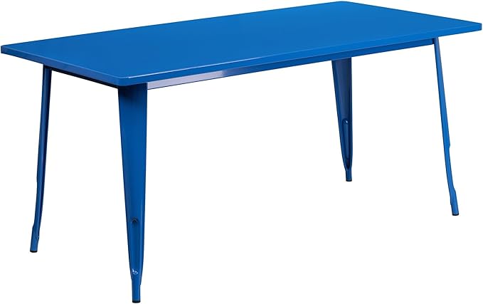 Flash Furniture Charis Commercial Grade 31.5" x 63" Rectangular Blue Metal Indoor-Outdoor Table