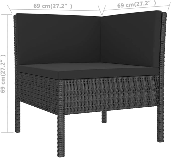 Patio Lounge Set with Cushions,Patio Furniture Sets,Patio Conversation Sets,Outdoor Furniture Sets,for Garden,Backyard,Outdoor,9 Piece Poly Rattan Black