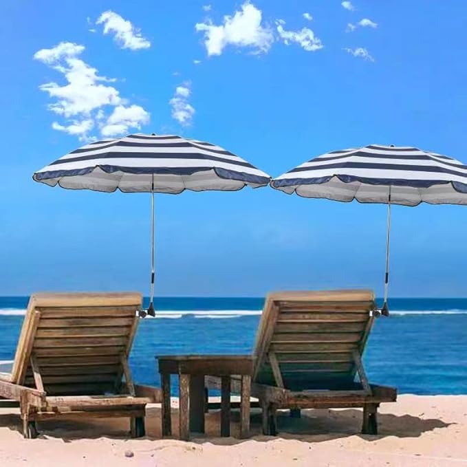 Beach Chair Umbrella with Universal Clamp,360° Adjustable Sunshade Umbrella,Clip on Parasols for Patio,Wheelchairs,Golf Carts