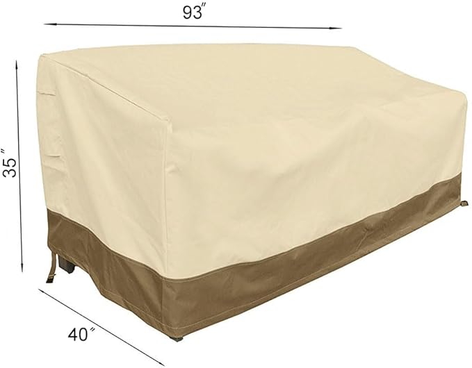 Heavy Duty Patio Sofa Cover, 100% Waterproof 3-Seater Outdoor Sofa Cover,Lawn Outdoor Furniture Covers with Air Vent and Handle, 93"W x 40"D x 35"H, Beige&Brown