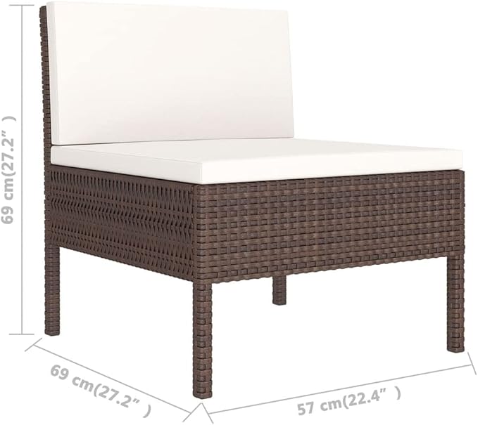 Patio Lounge Set with Cushions,Patio Furniture Sets,Patio Conversation Sets,Outdoor Furniture Sets,for Garden,Backyard,Outdoor,6 Piece Poly Rattan Brown