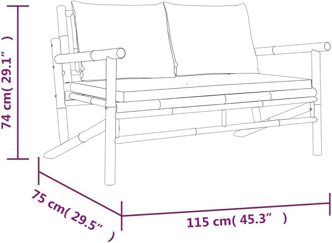 Outdoor Seating Furniture,Outdoor Conversation Sets,4 Piece Patio Lounge Set with Dark Gray Cushions BambooSuitable for Patio, Garden, Gazebo Low