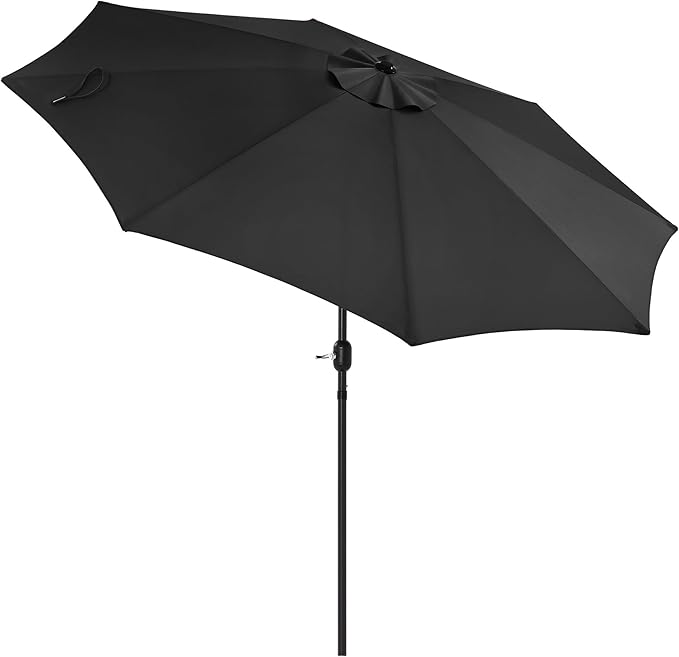 LUE BONA 10FT Patio Umbrella, Waterproof Outdoor Market Umbrella with Easy Crank & Tilt, Patio Table Umbrella for Deck Garden Backyard Pool, Black