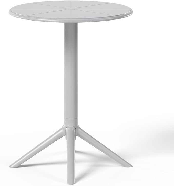 WestinTrends Playa 23.5" Outdoor Polypropylene Resin Round Patio Bistro Dining Table for 2, Gray