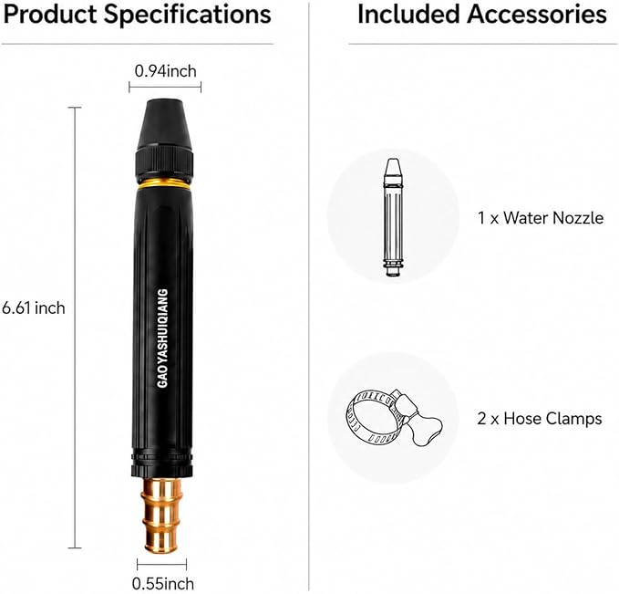 High Pressure Water Gun Hose Nozzle 2026 Upgraded Home Car Wash & Garden Sprayer Cannon Powerful Cleaning the Floor&windows Booster Wand Set Attachment Pet Bathing Jet Sweeper Tool Adjustable