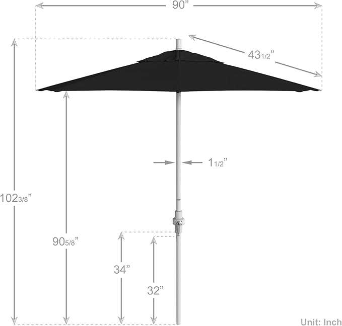 California Umbrella 7.5' Rd. Aluminum Patio Umbrella, Crank Lift, Collar Tilt, White