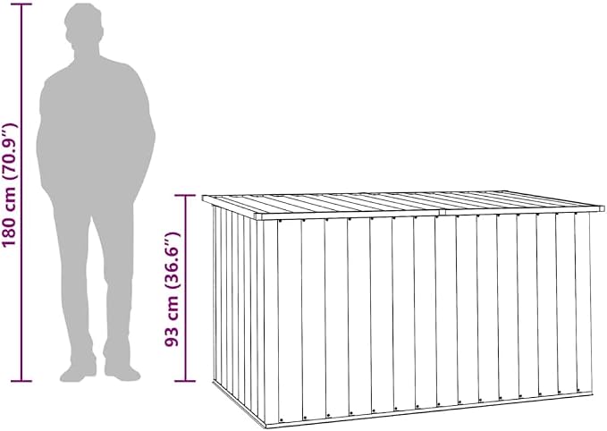 Galvanised Steel Storage Box for Cushions, Pillows, Tools with Hinged Lid, 67.32 x 38.98 x 36.61 in, Outdoor Patio Deck Garden Yard Container Chest Locker for Backyard Porch Use