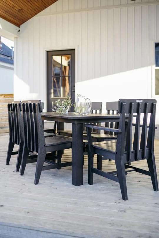 Breeo X Series 7pc Dining Table - 35"x72" Dining Table 6, 2 Arm Chairs, & 2 Side Chairs - Outdoor Patio Furniture Set - Weather-Proof Patio Sets for Outdoor, Backyard, Outside - Black