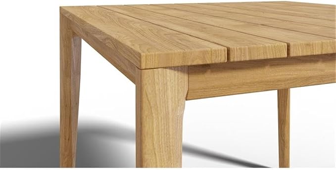 Pemberly Row 39" Square Teak Outdoor Dining Table, Natural Finish, with Umbrella Hole, Premium Teak Wood, Weather-Resistant, Hand-Sanded, Patio Furniture for Small Spaces