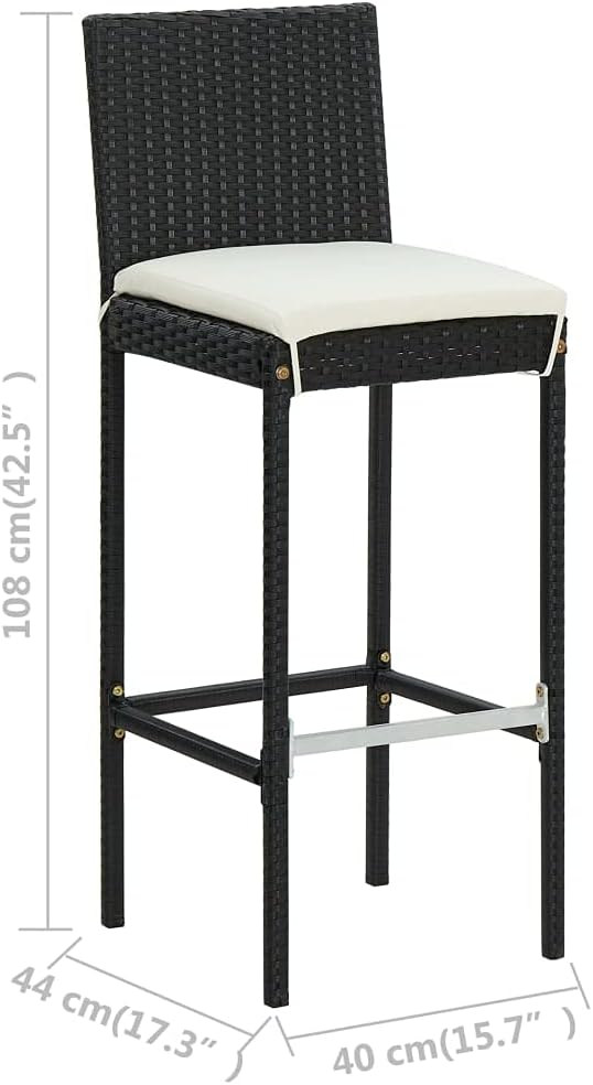 Patio Bar Set with Cushions,Garden Table and Chairs Sets,Garden Conversation Sets, Outdoor Patio Furniture,for Patio,Backyard,Garden,5 Piece Black