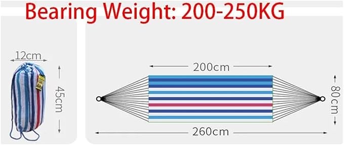 Outdoor Canvas Camping Hammock Anti Rollover Portable Thicken Fabric Single/Double with Carry Bag for Patio, Backyard(Single Hammock B)