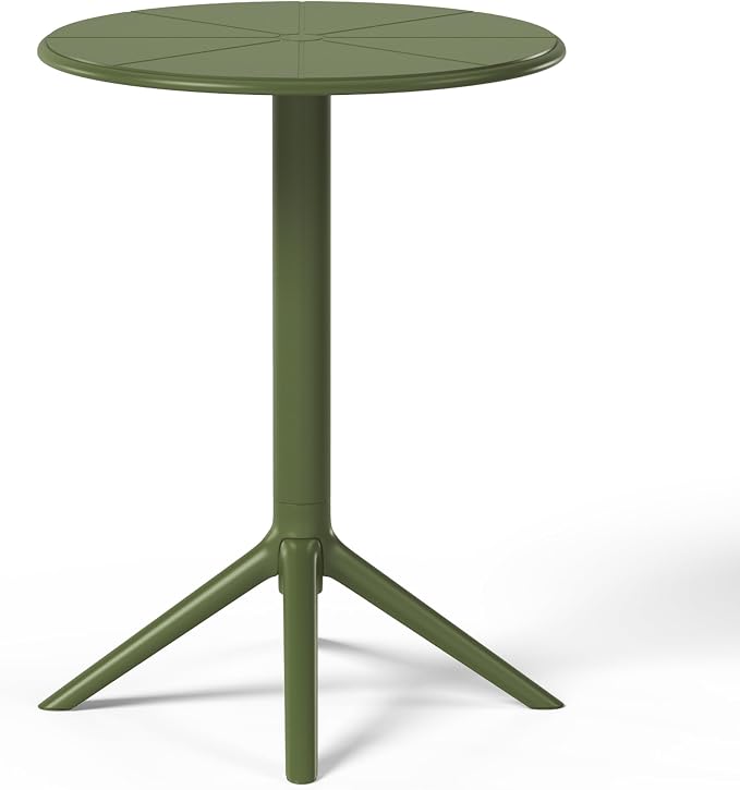 WestinTrends Playa 23.5" Outdoor Polypropylene Resin Round Patio Bistro Dining Table for 2, Olive Green