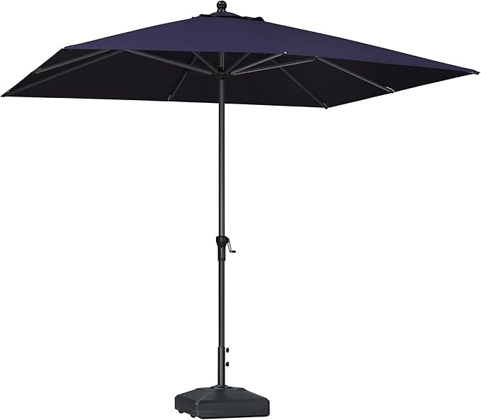 PURPLE LEAF 10' x 8' Patio Market Umbrella Outdoor Table Sun Umbrellas with Crank 8 Aluminum Sturdy Ribs for Pool Deck Backyard Beach Navy Blue