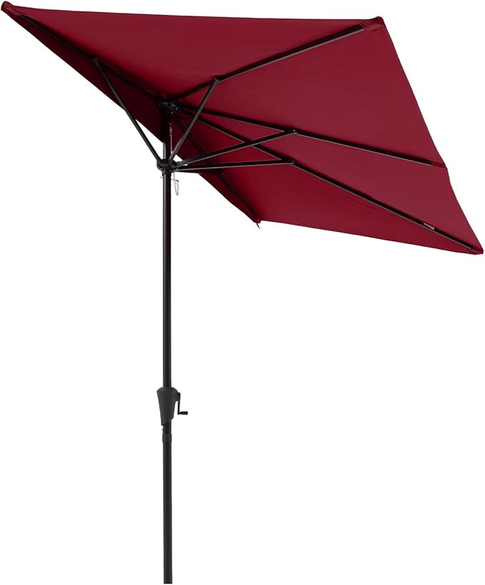 COBANA 7.5’by 4’Half Rectangular Outdoor Patio Umbrella for Patio, Balcony, Garden, Deck, Dark Red