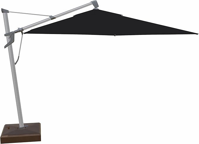 Treasure Garden AKZ PLUS Cantilever Umbrella – 10ft x 13ft Rectangular Offset Patio Umbrella – 360° Rotation & Multi-Angle Tilt – Silver Shadow Aluminum Frame with Bronze Rolling Base (Sunbrella, Black)