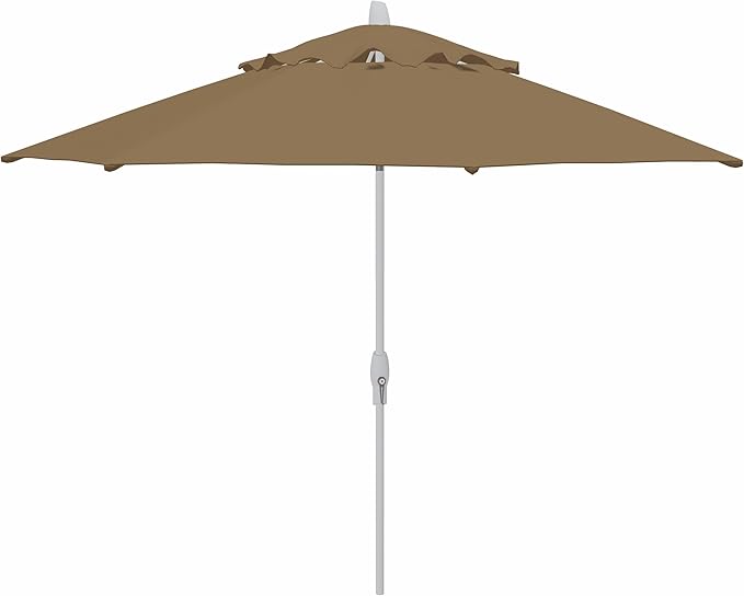 Treasure Garden 11ft Patio Umbrella – Outdoor Market Umbrella – Deluxe Auto-Tilt – White Aluminum Frame (O’bravia, Sand)