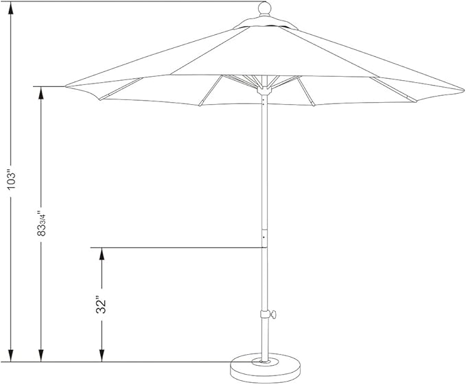 California Umbrella 9' Round Aluminum/Fiberglass Umbrella, Push Open,