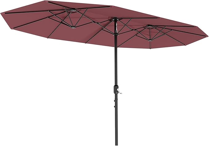 13ft Patio Umbrella with Double Canopy, Commercial Grade Extra Large Outdoor Market Umbrella for Patio Table, Pool & Backyard, Heavy Duty Aluminum Pole & Fiberglass Ribs, Parasol-Style Fabric, No Base