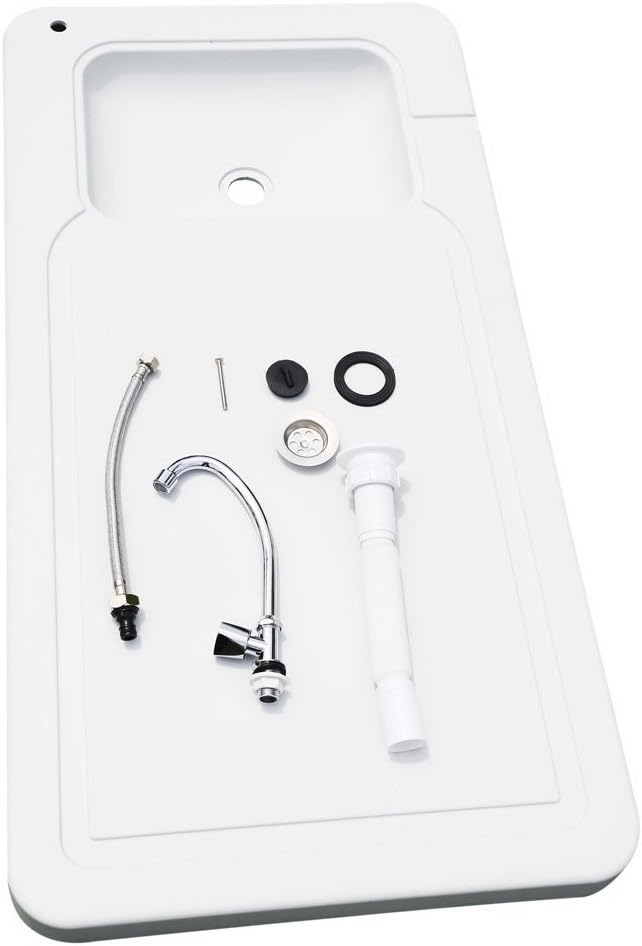 Folding Fish Cleaning Table with Sink and Spray Nozzle, Heavy Duty Fillet Table with Hose Hook Up and Faucet, Portable Outdoor Camping Sink Station for Dock Beach Patio Picnic