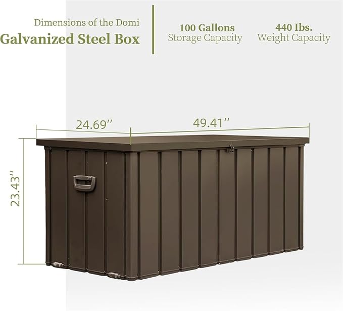 160 Gallon Waterproof Outdoor Deck Box Storage Chest in Dark Gray, Large Capacity Patio Storage for Garden Tools, Cushions, and More (100 Gallon (Dark Brown))