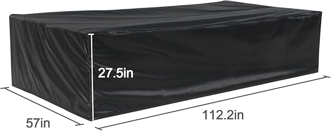 Patio Furniture Covers,Outdoor Furniture Covers Waterproof Sofa Cover,Rectangle Chair Covers,Heavy Duty Coffee Table Covers with Adjustable Drawstring(112.2"Lx57"Wx27.55"H,Black)
