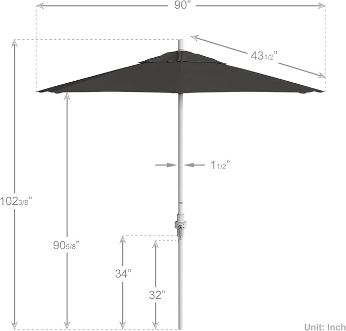 California Umbrella 7.5' Rd. Aluminum Patio Umbrella, Crank Lift, Collar Tilt, White