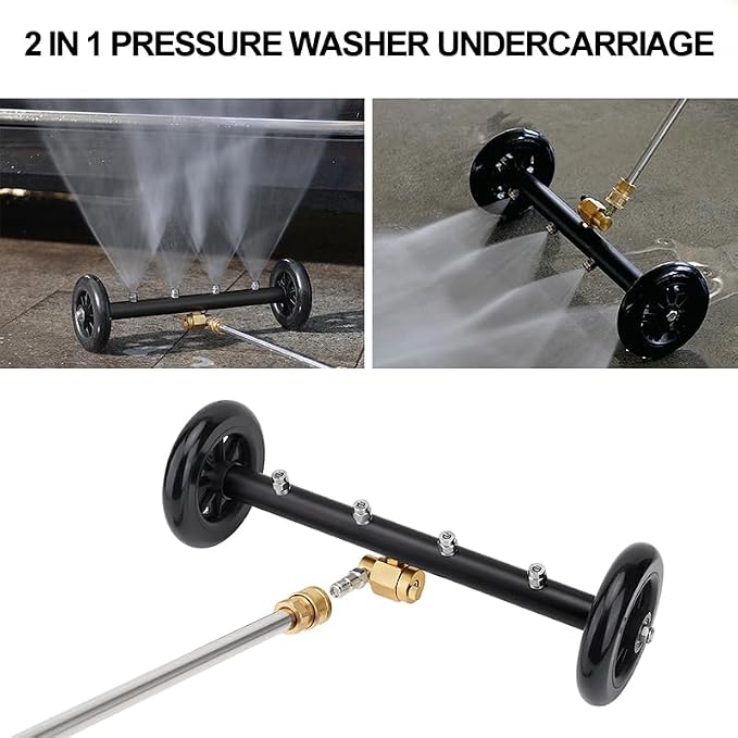 Undercarriage Pressure Washer Cleaner,Water Broom for Power Washer Undercarriage Attachment with Extension Wands,Wash Mitt, 4000 PSI (16 inch Black)