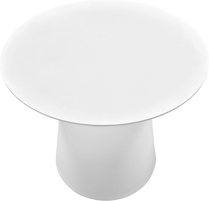 19.5" Round Pedestal Side Table, Stable Bell Base Modern Minimalist End Table, Small Coffee Accent Table for Living Room Bedroom Patio Balcony Indoor Outdoor, White