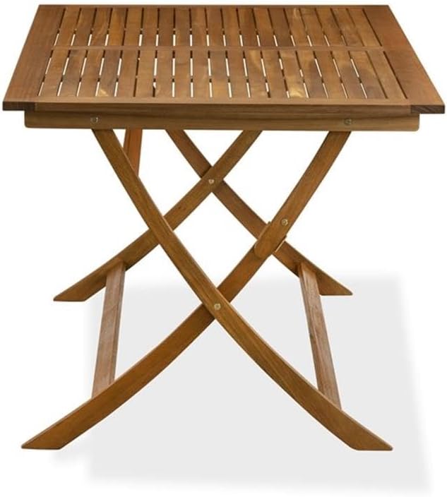 Pemberly Row 5-Piece Bistro Patio Dining Set, Acacia Wood, Natural Oil Finish, Includes 60x36 in Folding Table and 4 Folding Chairs, Weather-Resistant Outdoor Furniture for Patio, Balcony, Porch