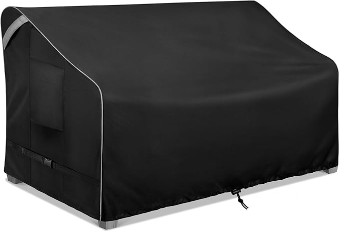 COSFLY Outdoor Patio Loveseat Covers Waterproof, Heavy-Duty UV-Resistant Furniture Covers, Adjustable Fit with Buckle Straps, Fits 2-Seater Loveseat up to 62"W x 38"D x 35"H ( Black)