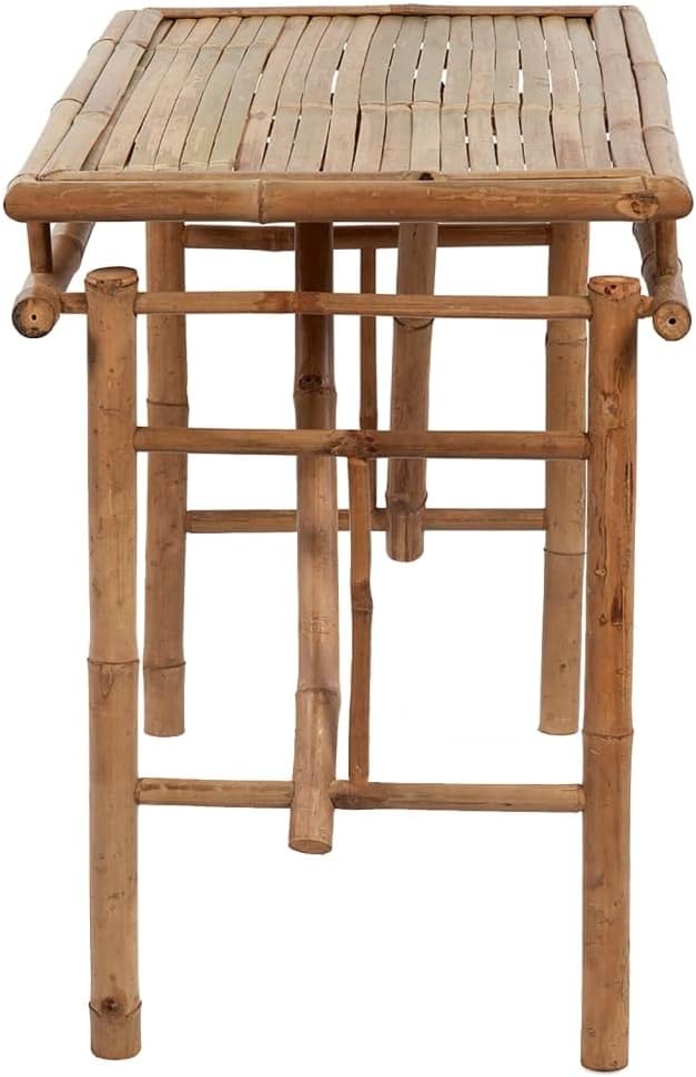 Folding Bamboo Patio Table, 45.3" x 19.7" x 29.5", Brown, for Indoor and Outdoor Use