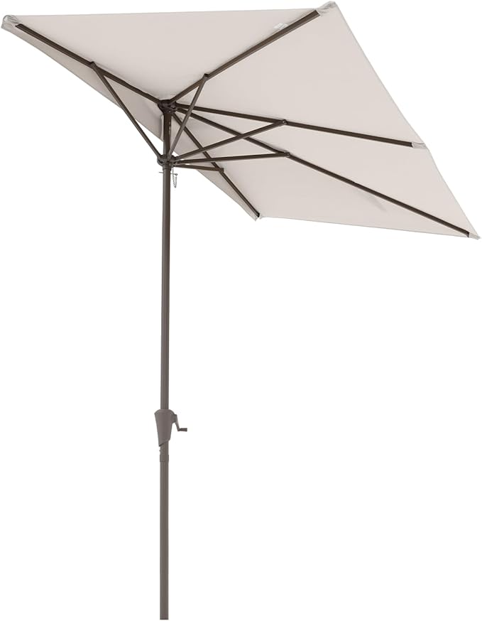 COBANA 7.5’by 4’Half Rectangular Outdoor Patio Umbrella for Patio, Balcony, Garden, Deck, Cream White