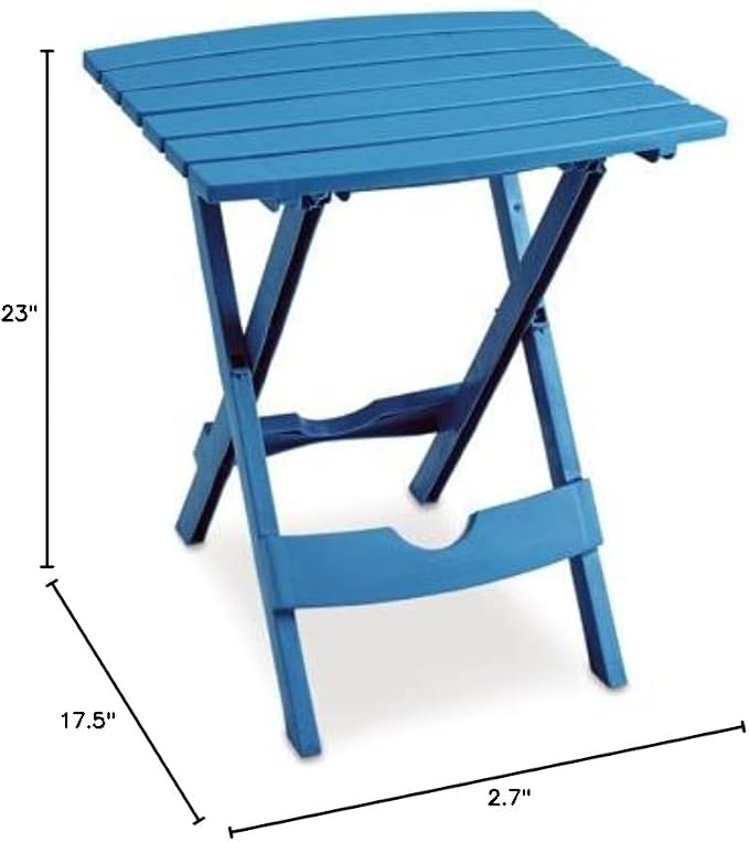 Adams QuikFold Pool Blue Classic Adirondack Rectangular Polypropylene Folding Side Table