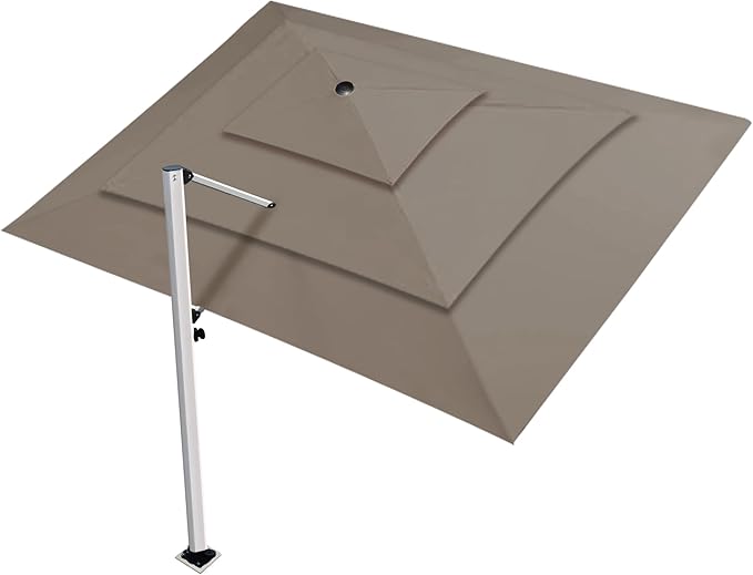 EliteShade USA APOLLO 3-Tier 10x13FT Full Aluminum Cantilever Patio Umbrella for Outdoor Restaurant Garden Courtyard Deck Pool and Marketing with Light (No battery), Taupe