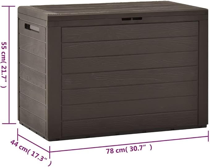 Storage Box Outdoor Waterproof Patio Furniture, Container for Garden, Backyard, Boxes, Brown Polypropylene - 30.7 x 17.3 x 21.7 in
