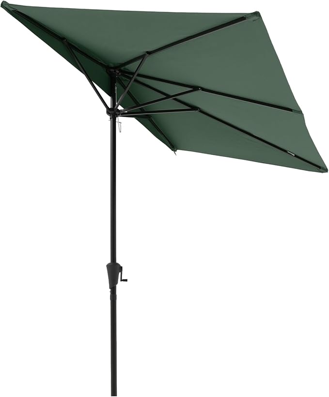 COBANA 7.5’by 4’Half Rectangular Outdoor Patio Umbrella for Patio, Balcony, Garden, Deck, Dark Green