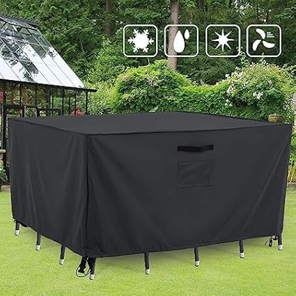 Tempera Patio Furniture Cover, Outdoor Table Covers Waterproof Square, Heavy Duty Deck Furniture Covers for Winter, 96''W x 96''L x 27.8''H, Grey