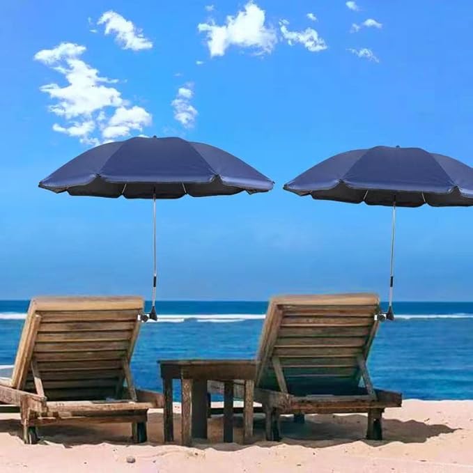 Chair Umbrella with Clamp,46 inches UPF 50+ Clip on Parasol for Patio,Beach Chairs,Strollers,Wheelchairs,Golf Carts