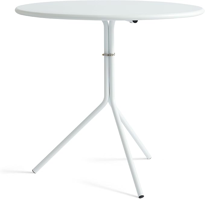 Minimalist Design 31.5 Inch Diameter Round Metal Patio Table, Bistro Table, Dining Table, Suitable for Indoor and Outdoor Cafes and Restaurants (White)