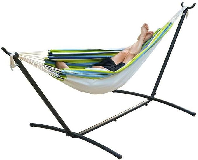 Portable Hammock with Stand & Carry Bag Blue & Green