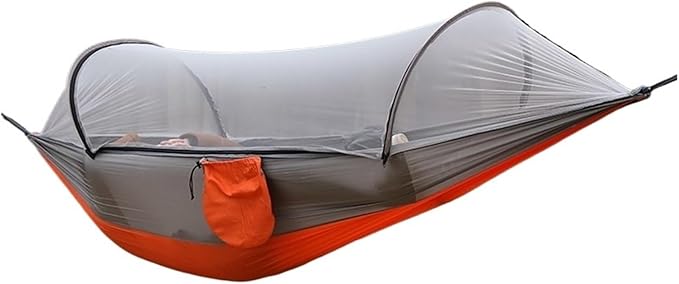 Hammock. Hammock with Mosquito Net Double Camping Hammock, for Backpacking and Parks .Hammocks for Outside(Orange Gray)